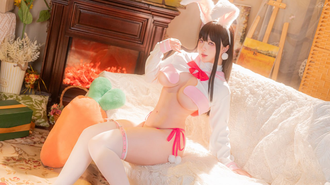 #皮皮奶可可爱了啦  #兔女郎 #爆乳 #白丝 - 图片