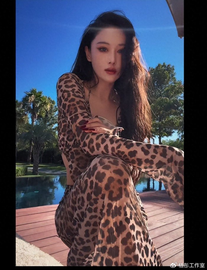 张馨予豹纹长裙出镜，活力十足，减龄又年轻！