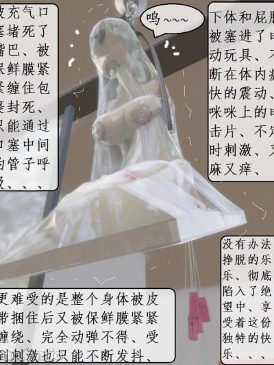 百合互虐：被做成木乃伊的乐乐、保鲜膜密封包裹折磨、滴蜡、禁锢调教漫画封面